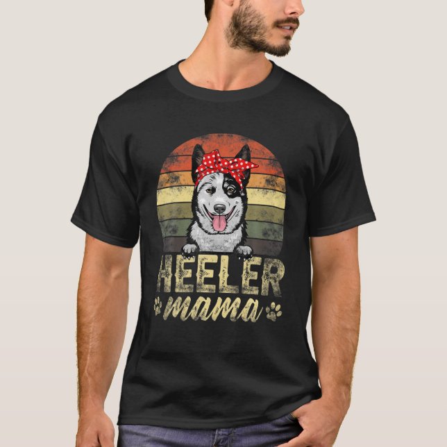 Camiseta Retro Heeler Mama australiana Cattle Dog Mãe Lover (Frente)