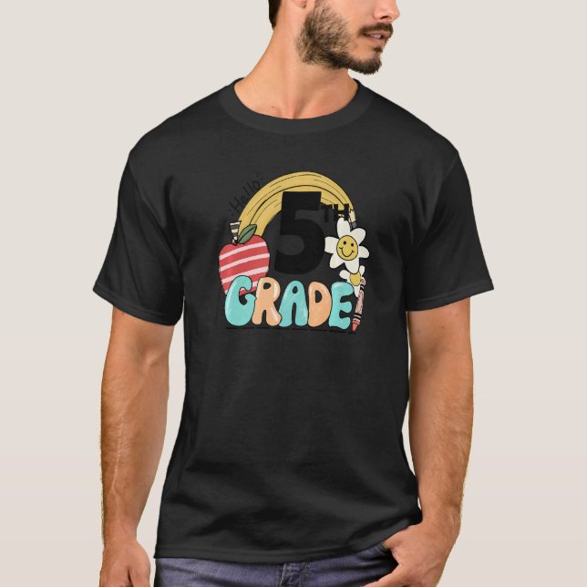 Camiseta Retro Hello 5 Graus Floral Arco-Íris 5 Graus T (Frente)