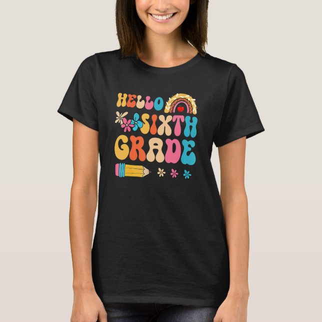 Camiseta Retro Hello Sexto Arco-Íris Primeiro Dia De Volta (Frente)