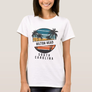 Camiseta Retro Hilton Head Carolina do Sul Prancha de Surfe