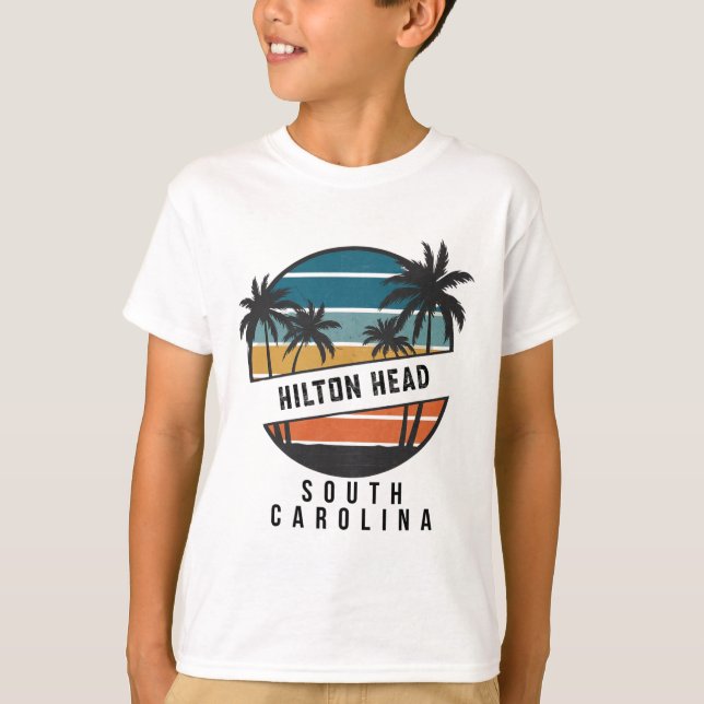 Camiseta Retro Hilton Head Carolina do Sul Prancha de Surfe (Frente)