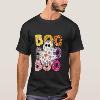 Camiseta Retro Hippie Boo Ghost Floral Halloween Spooky Sea