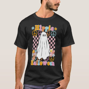 Camiseta Retro Hippie Halloween Cute Ghost Spooky Season
