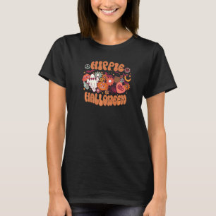 Camiseta Retro Hippie Halloween Floral Fantasma Vibrações A
