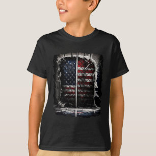 Camiseta Retro Hockey American Flag Vintage Hockey Flag Usa