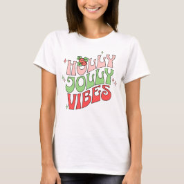 Camiseta Retro Holly Jolly Vibes de Natal