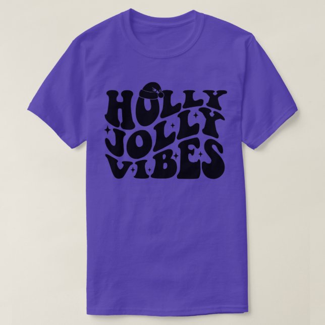 Camiseta Retro Holly Xmas Jolly Vibes Natal Feliz Chee (Frente do Design)