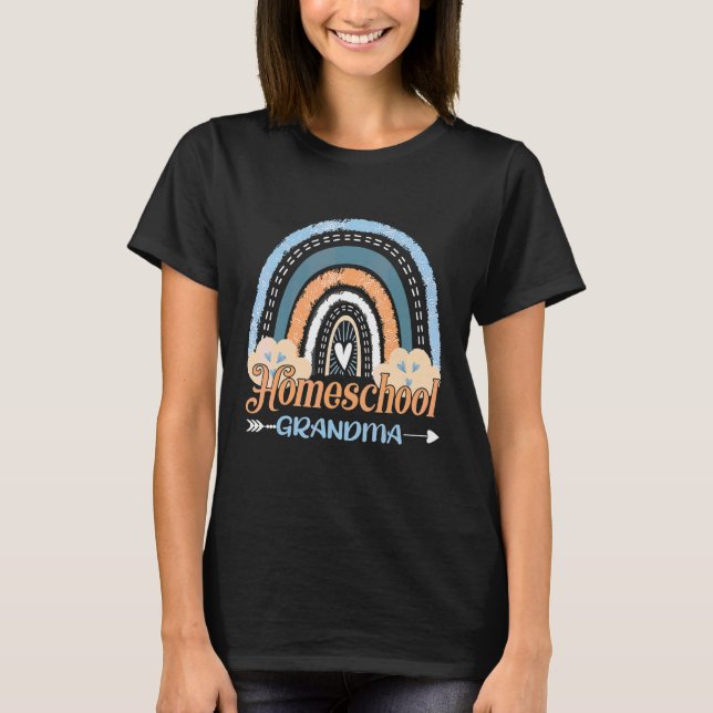Camiseta Retro Homeschool Vovó Rainbow Homeschooling Mot (Frente)