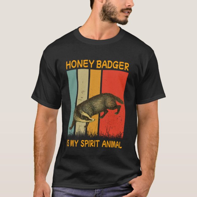 Camiseta Retro Honey Badger É O Meu Espírito O Badger 1 (Frente)