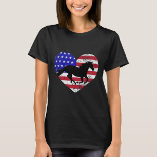 Camiseta Retro Horse American Flag Heart 4 De Julho Usa Pa