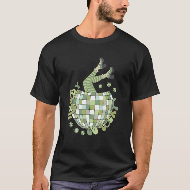 Camiseta Retro Howdy Go Lucky St Patricks Day Disco Ball Lu (Frente)
