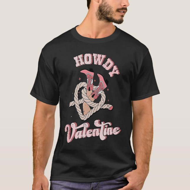 Camiseta Retro Howdy Heart Groovy Vibes Western C (Frente)