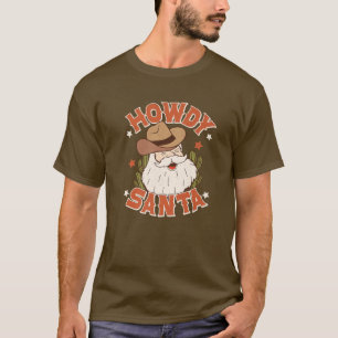 Camiseta Retro Howdy Papais noeis de Natal Rodeo Ocidental 