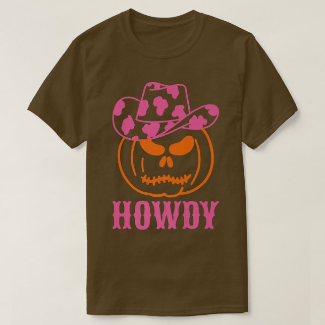 Camiseta Retro Howdy Pumpkin Fall Autumn Western Halloween (Frente do Design)