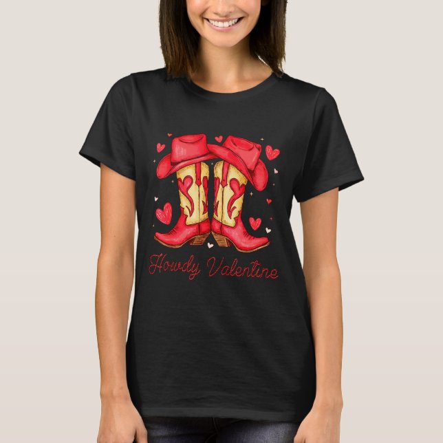 Camiseta Retro Howdy Valentine Western Valentines Day Cowbo (Frente)