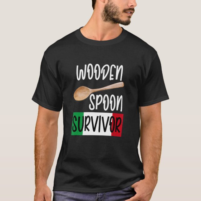 Camiseta Retro Humor tees Wooden Spoon Survivor (Frente)