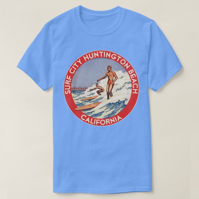 Camiseta Retro Huntington Beach CA 70s Surf City Souvenir (Frente do Design)