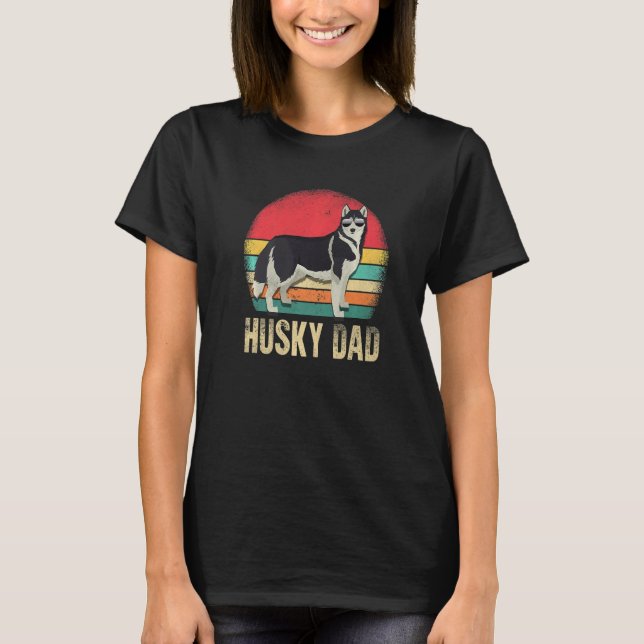 Camiseta Retro Husky Dad  Dog Owner Pet Siberian Huskies Fa (Frente)