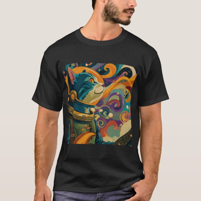 Camiseta Retro Hypno Space Cat (Frente)