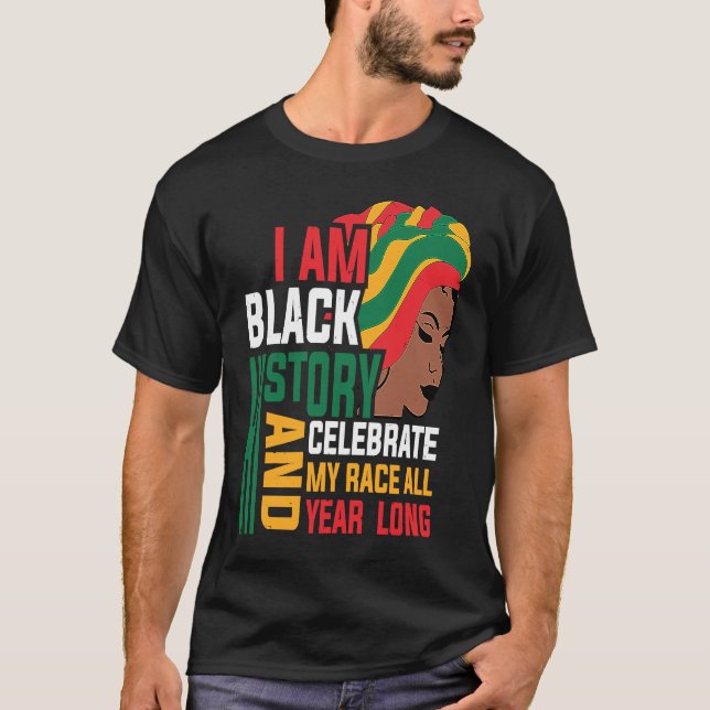 Camiseta Retro I am Black History Melanin Afro African Quee (Frente)
