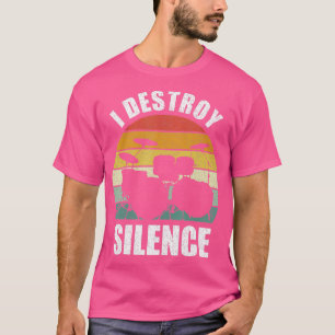 Camiseta Retro I Destruir Tocar Drummer de Silêncio Vintage