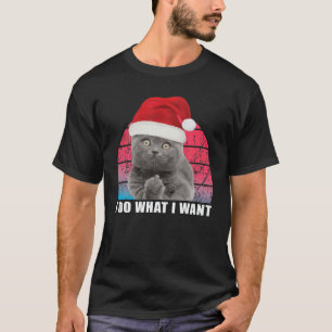 Camiseta Retro I-Fazer O Que Quero Gato Engraçado De Gato D