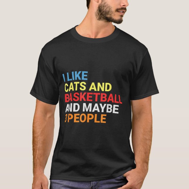 Camiseta Retro I Like Cats And Basketball Lover Funny Cat  (Frente)