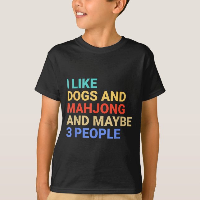 Camiseta Retro I Like Dogs And Mahjong Lover Funny  (Frente)