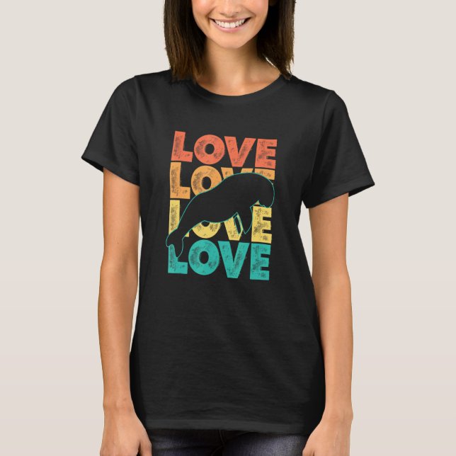 Camiseta Retro I Love Dugong Idea For Animal (Frente)