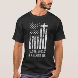 Camiseta Retro I Love Jesus and America Too God Christian 4