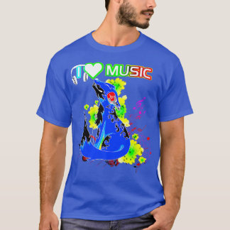 Camiseta Retro I Love Music FoxColorful Old Skool Hip Hop A