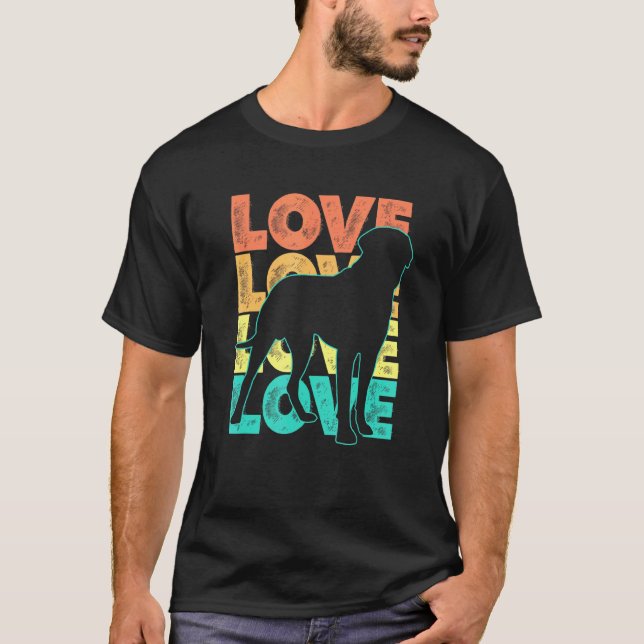 Camiseta Retro I Love My English Mastiff Dog Theme Design (Frente)
