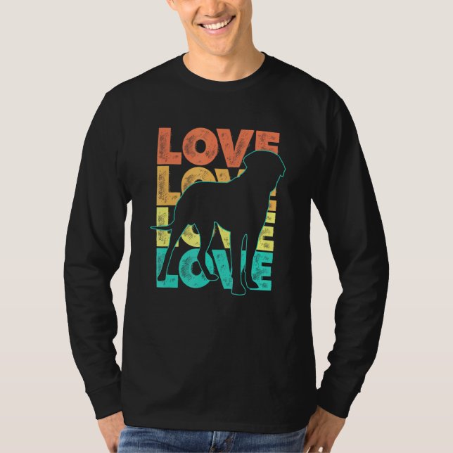 Camiseta Retro I Love My English Mastiff Dog Theme Design (Frente)
