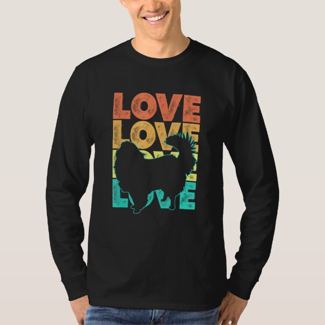Camiseta Retro I Love My Japonês Chin Dog Theme Design (Frente)