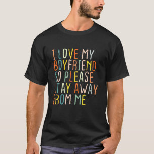 Camiseta Retro I Love My Namorado Heart Então Por Favor Fiq