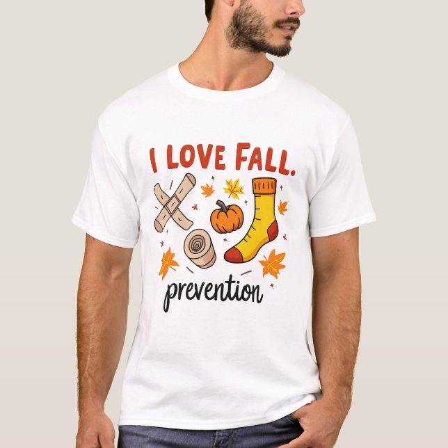 Camiseta Retro I Love Quall Prevention Queda Terapia Física (Frente)