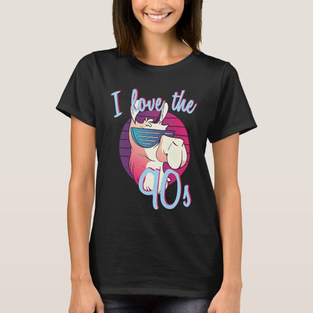 Camiseta Retro I Love The 90s 90s Llama theme party outfit (Frente)