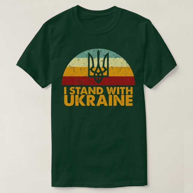 Camiseta Retro I Stand Com A Ucrânia (Frente do Design)