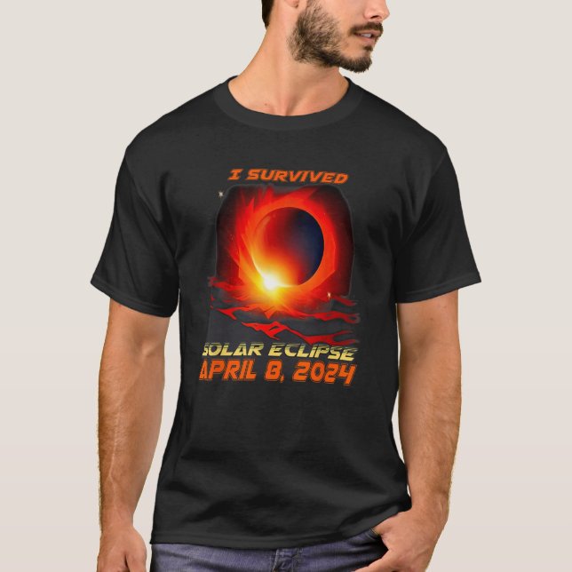Camiseta Retro I Survived Total Solar Eclipse 2024 (Frente)