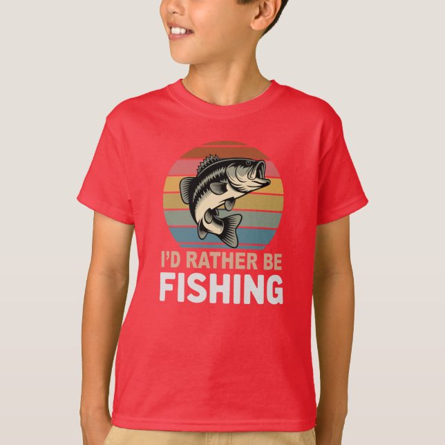 Camiseta Retro 'I'd Rather Be Fishing' Large Mouth Bass (Frente)