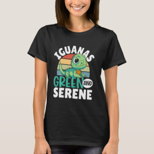 Camiseta Retro Iguanas Green E Serene Reptile Pet Vintage