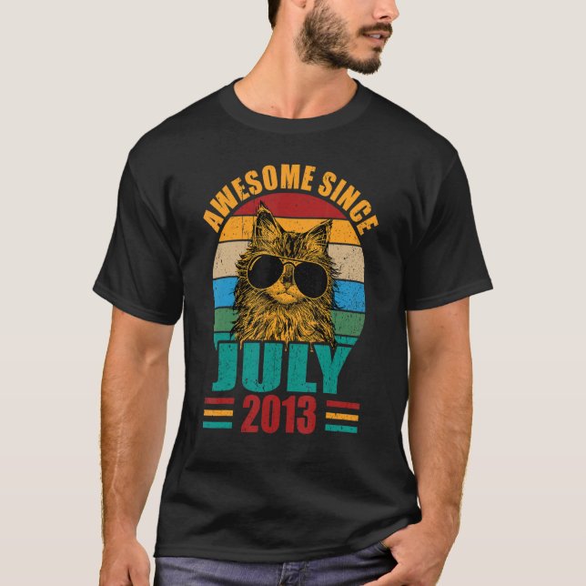 Camiseta Retro Incrível Desde julho de 2013 9º Aniversário  (Frente)