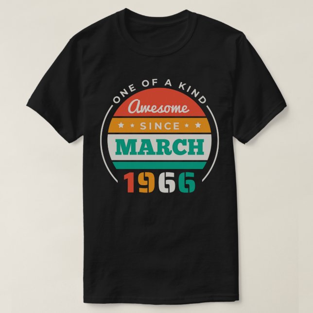 Camiseta Retro Incrível Desde Março De 1966, Birthday Vinta (Frente do Design)