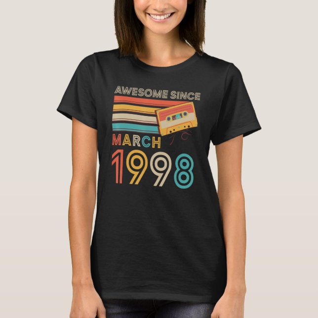 Camiseta Retro Incrível Desde março de 1998 24.º Aniversári (Frente)