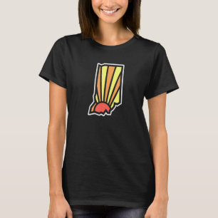 Camiseta Retro Indiana State Outline Sunset Adventure