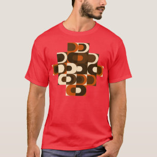 Camiseta Retro-industrial padrão em laranja e preto