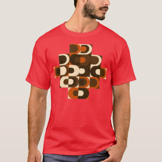 Camiseta Retro-industrial padrão em laranja e preto