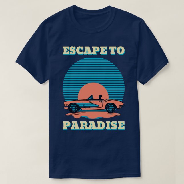Camiseta Retrô Infinito de Paraíso de Verão (Frente do Design)