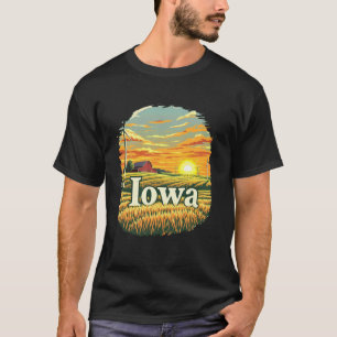 Camiseta Retro Iowa Casa Estado IA Natureza Pôr do Sol Vint