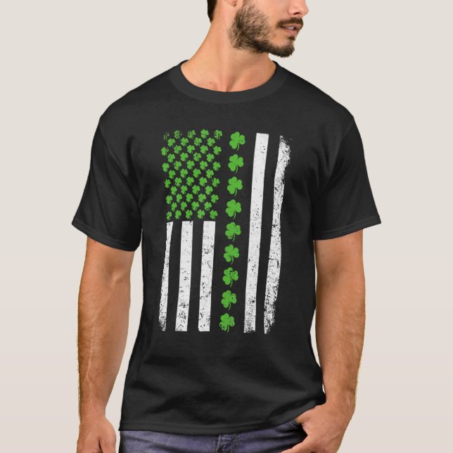 Camiseta Retro Irish American Flag Distressed Flag St Patri (Frente)